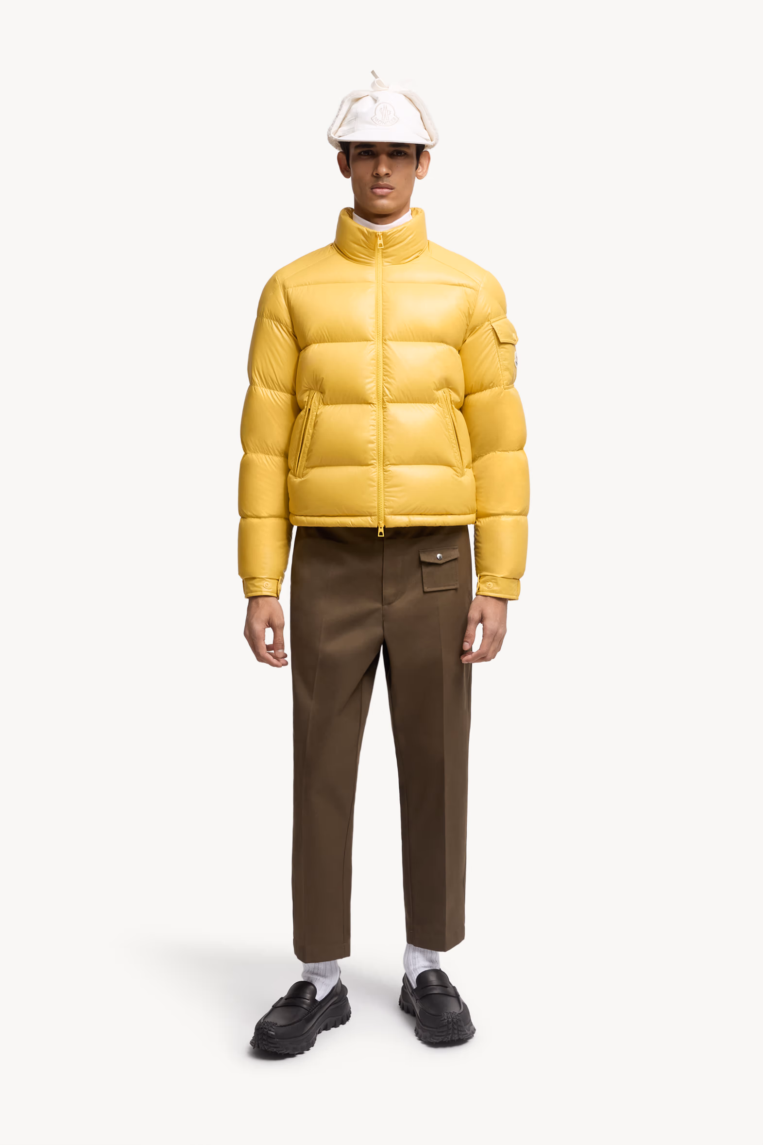 Levitha Hooded Short Down Jacket Men Yellow Moncler 0